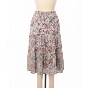 I.N. Studio Woman Paisley Tiered Midi Skirt Mint Pink Rayon Plus Size 1X